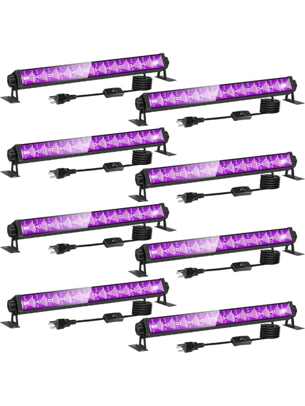 8 Pack 40W LED Black Light Bars - Glow Party Supplies for Halloween & Events